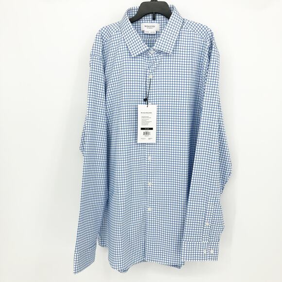 MINISTRY OF SUPPLY Men's Aero Dress Shirt XXL Slim Blue Grid Button Up NWT - Picture 2 of 10